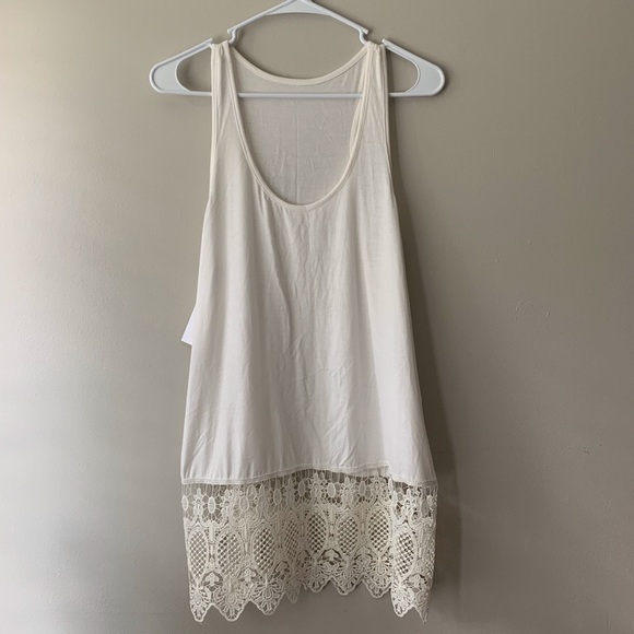 Tops - Ivory Lace Edged Layering Tank
